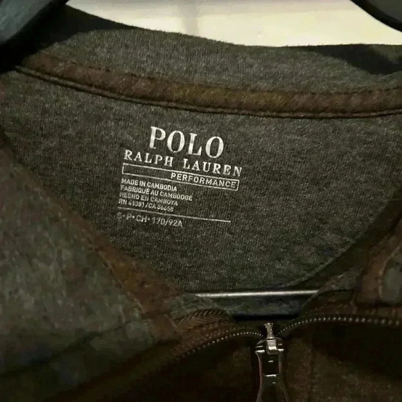 Polo Ralph Lauren Luxury Jersey Quarter Zip Pullover. Small. Brown/ Gray. - Picture 3 of 5
